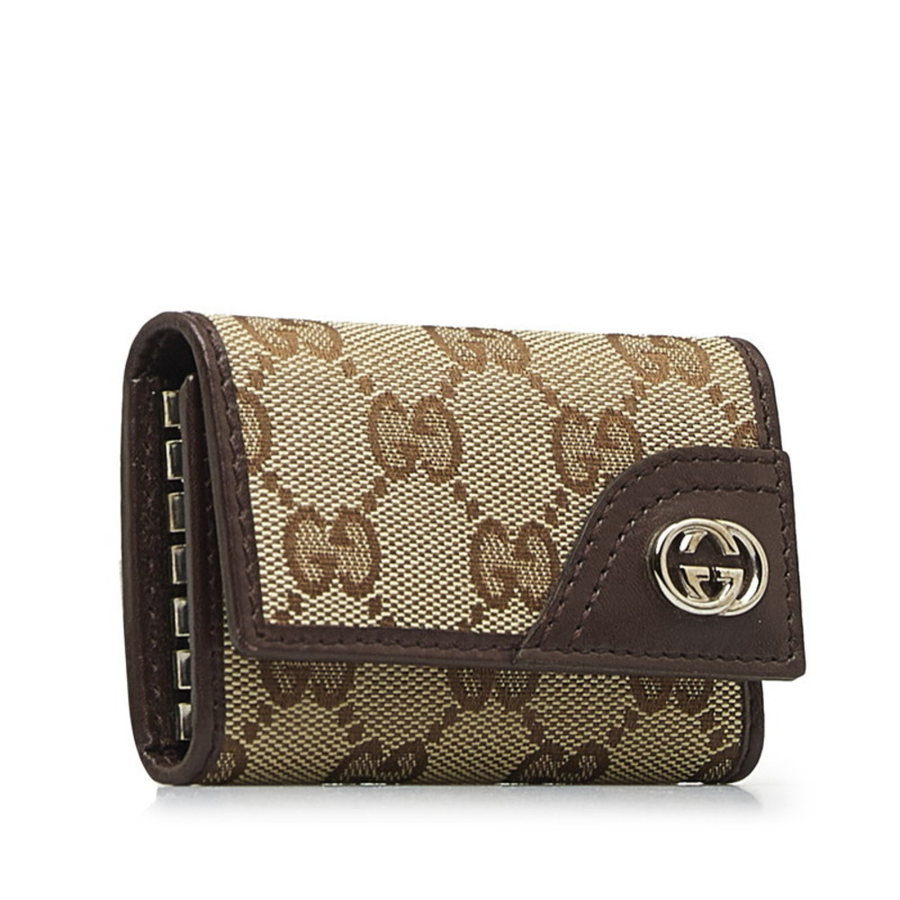 Gucci Gg Canvas Interlocking G Key Case Beige Bro… - image 2